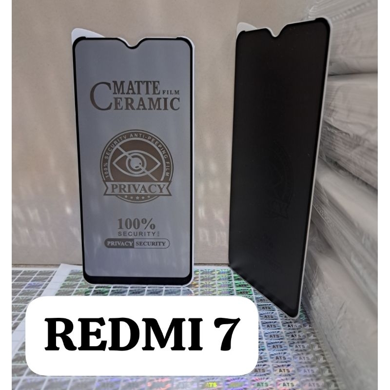 TG ANTI GORES SPY REDMI 7 Tempered Glass Matte Film Ceramic 100% Security Anti Peeping Film Privacy 100% Security Privacy Security Physical Rein Forcement Technology No Broken Edge Tempered Glass Screen Protector Melindungi Layar Handphone Depan