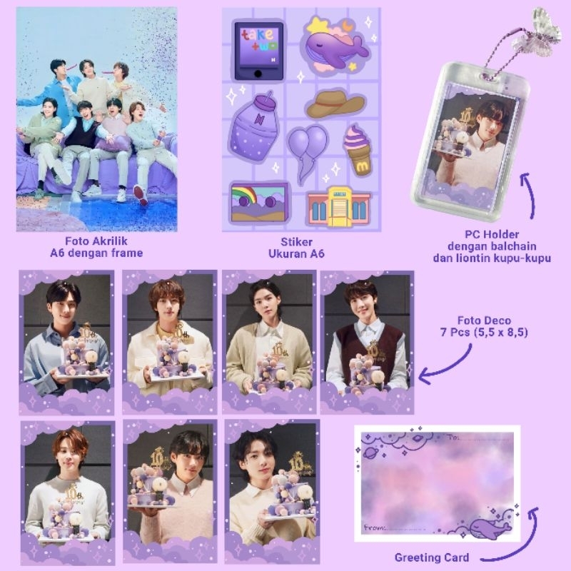 FANKIT ANNIVERSARY BTS 10 TAHUN/ FANKIT BTS PURPLE/ HAMPERS KADO WISUDA ULANG TAHUN GRADUATION BTS PURPLE