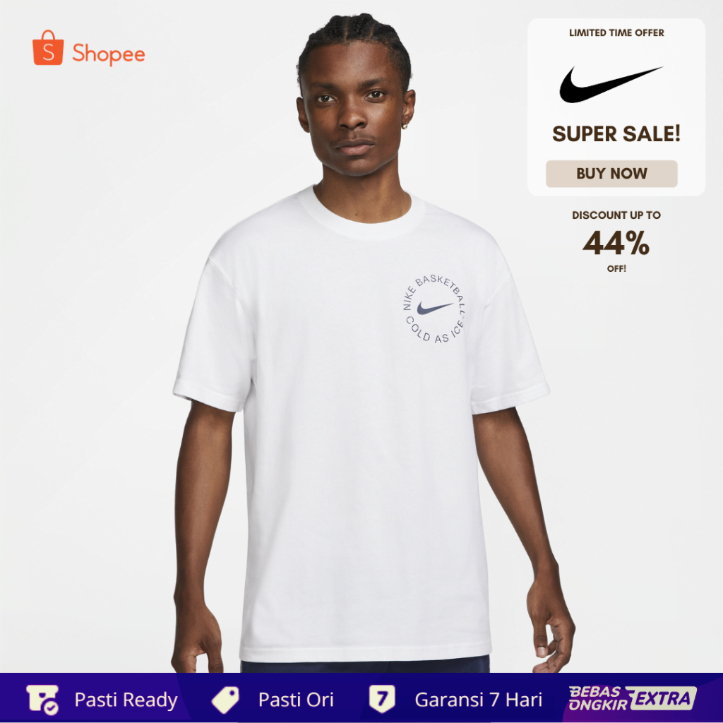 Kaos Nike Original Pria Basketball Swoosh Graphic Tee - White