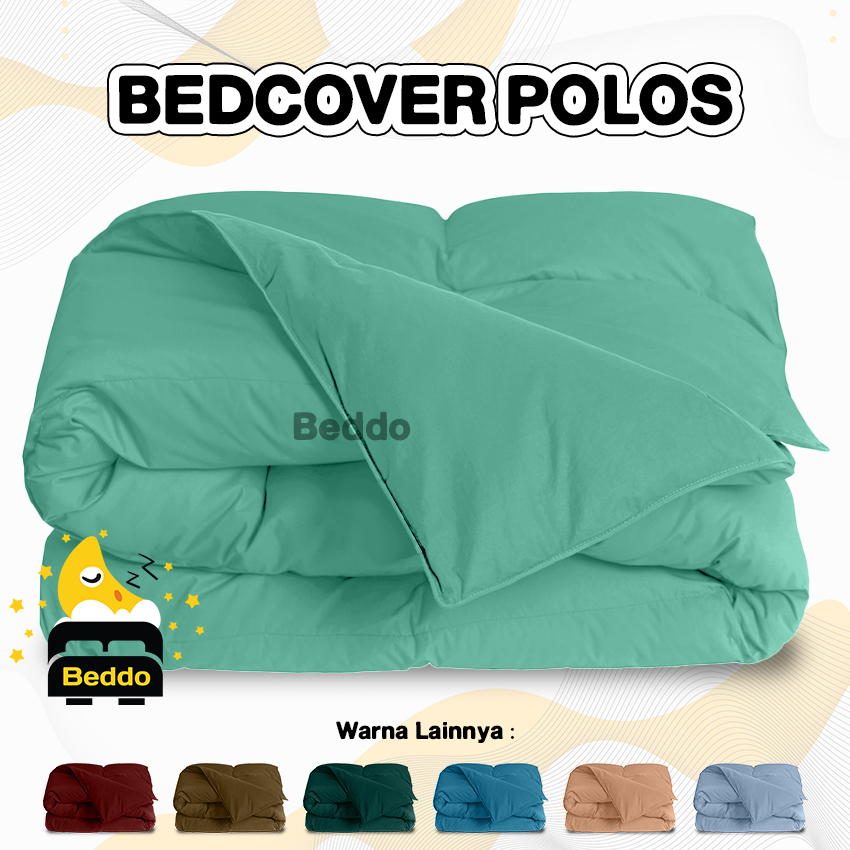 Beddo Bedcover Only 120x220 150x220 180x220 Double Plain/polos Warna Abu Maroon Putih Biru Hitam Ungu Hijau Sage Kuning Navy