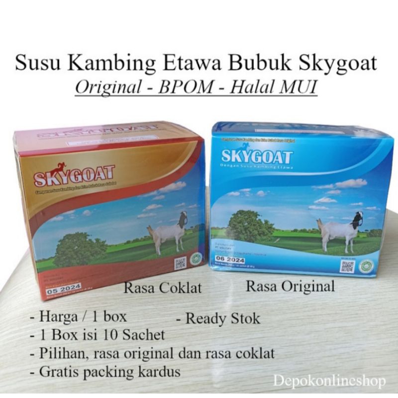 

skygoat susu kambing etawa isi 10 sachet cokelat dan vanila sky goat