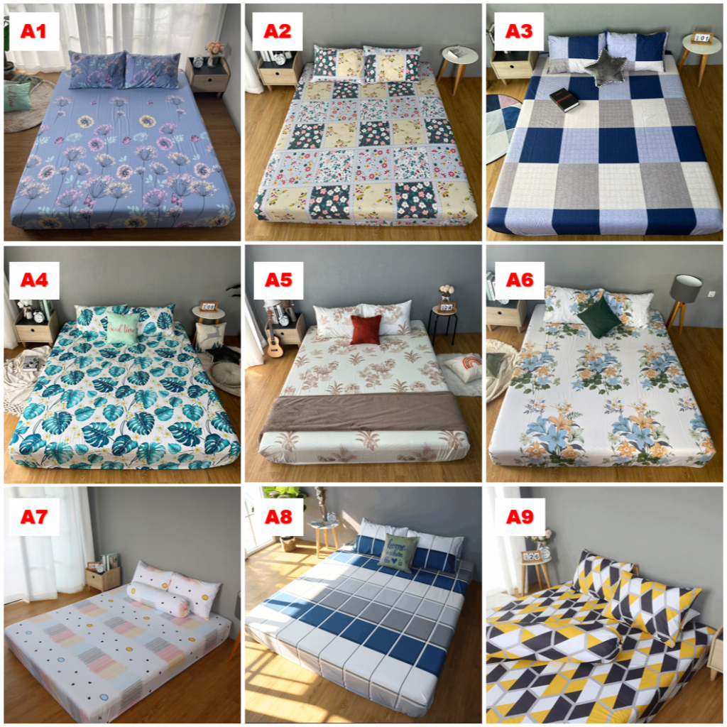 SPREI ORI KATUN ANTI GESER MOTIF MINIMALIS UKURAN 120x200 160x200 180x200 200x200 90x200 100x200