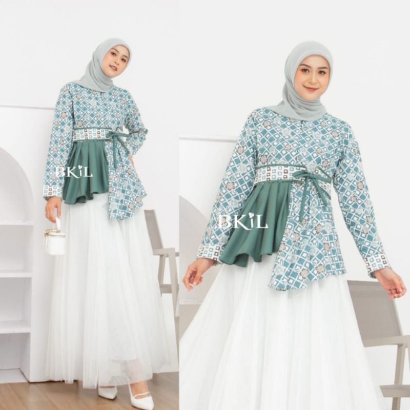 Batik wanita ASJ SA HRB026 Kenongo Kemeja Tosca Pendek Batik Fashion Baju Wanita