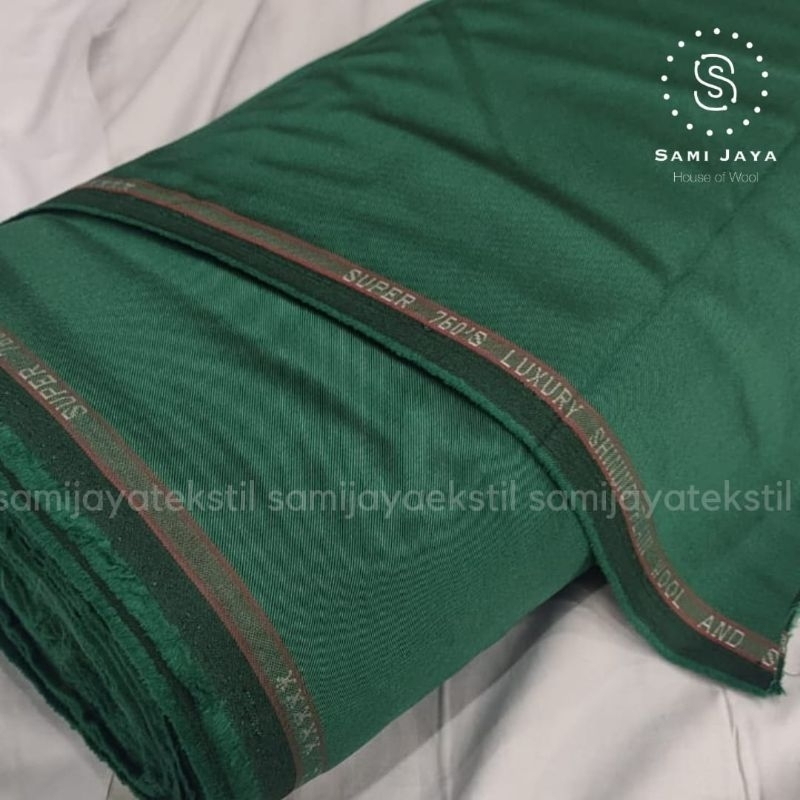 Kain Bahan Jas & Celana Wedding Semi Wool Shining HIJAU BOTOL
