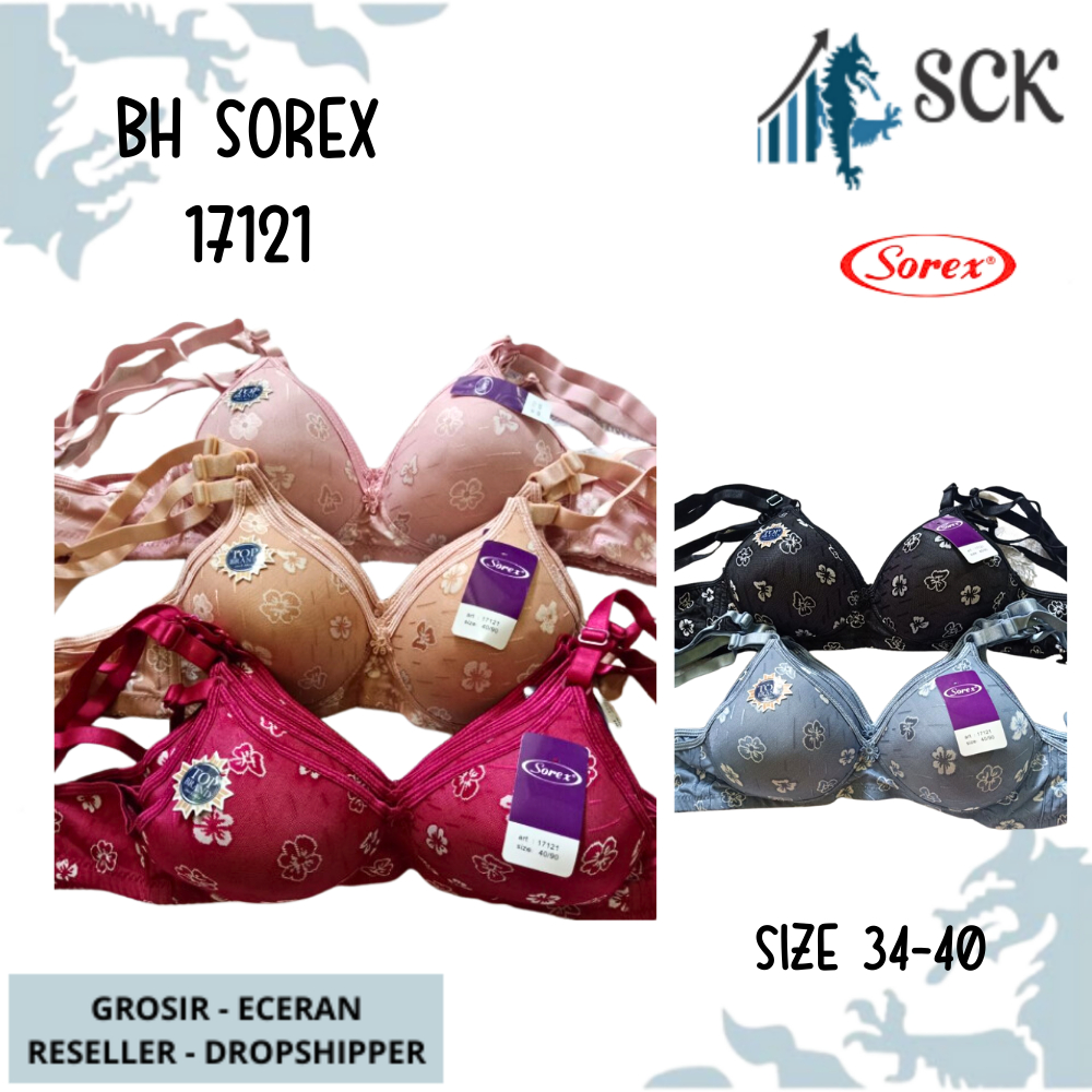 BH SOREX 17121 Busa Sedang Tanpa Kawat Kait 3 Setara Cup B-C / BH Busa Tipis