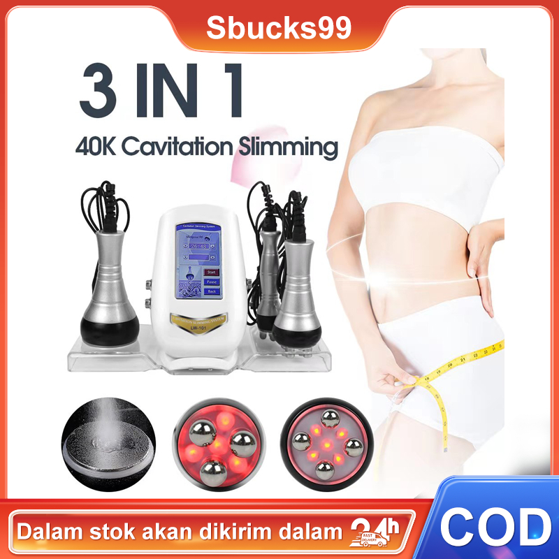 Mesin Pelangsing Rf Radio Frekuensi Slimming 3in1 dengan Ultrasound 40K - Alat Pijat Wajah dan Tubuh untuk Membakar Lemak dan Menghilangkan Kerut - Original dan Asli