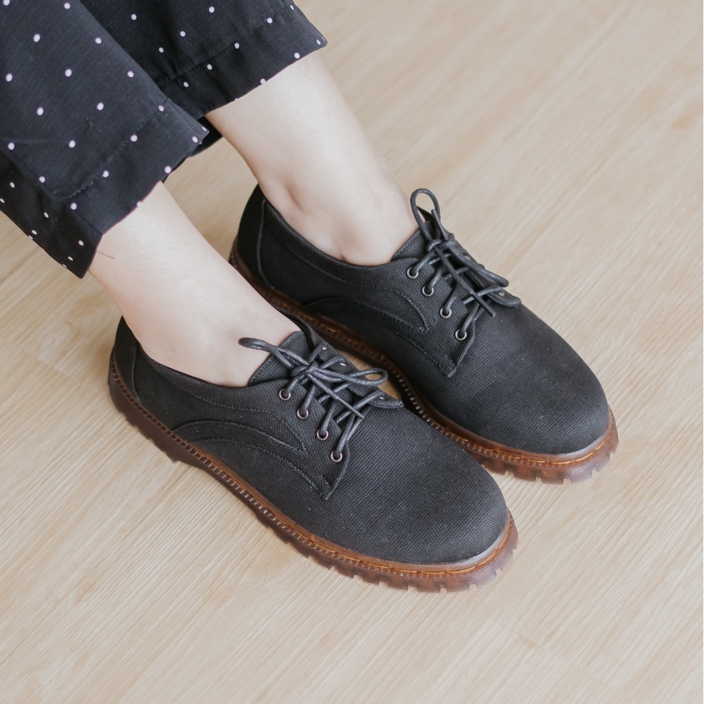 Dianable - Meisie Oxford Docmart Shoes (Black - Caramel - Houndstooth)