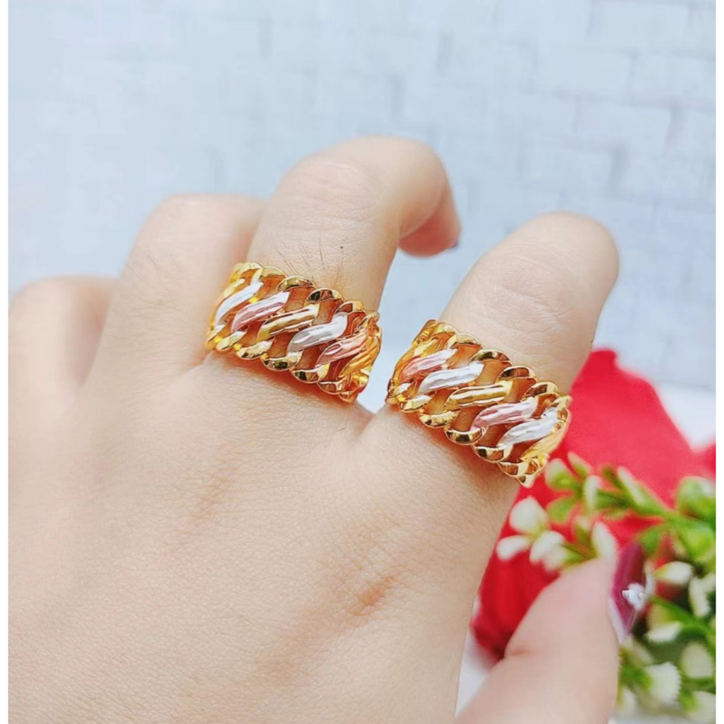 Cincin Dan Gelang Kombinasi R628 Lapis Emas Perhiasan Wanita