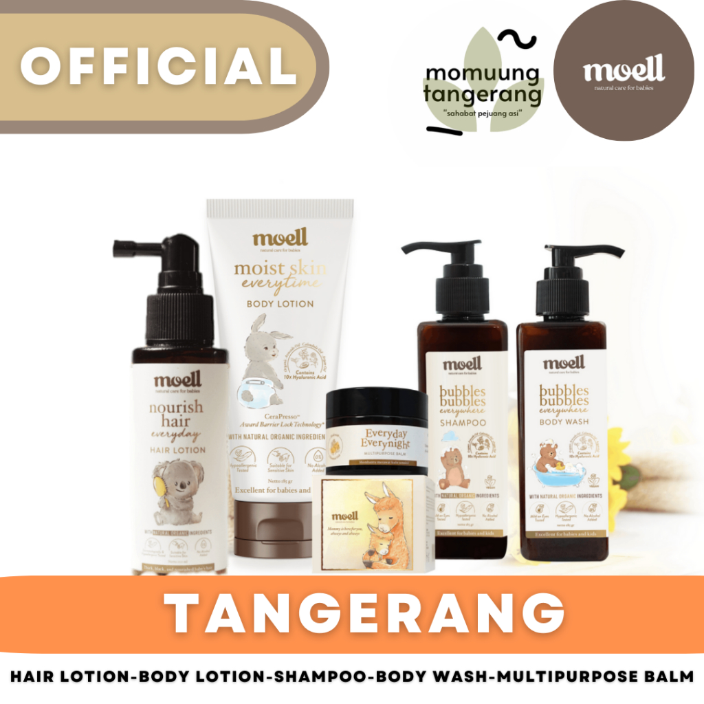 MOELL NOURISH HAIR LOTION SHAMPOO BODY WASH BODY LOTION MULTIPURPOSE BALM TANGERANG