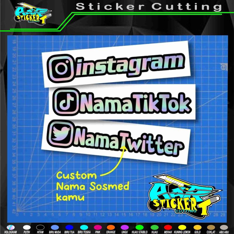 

Stiker Nama SOSMED Cutting - LIST hitam