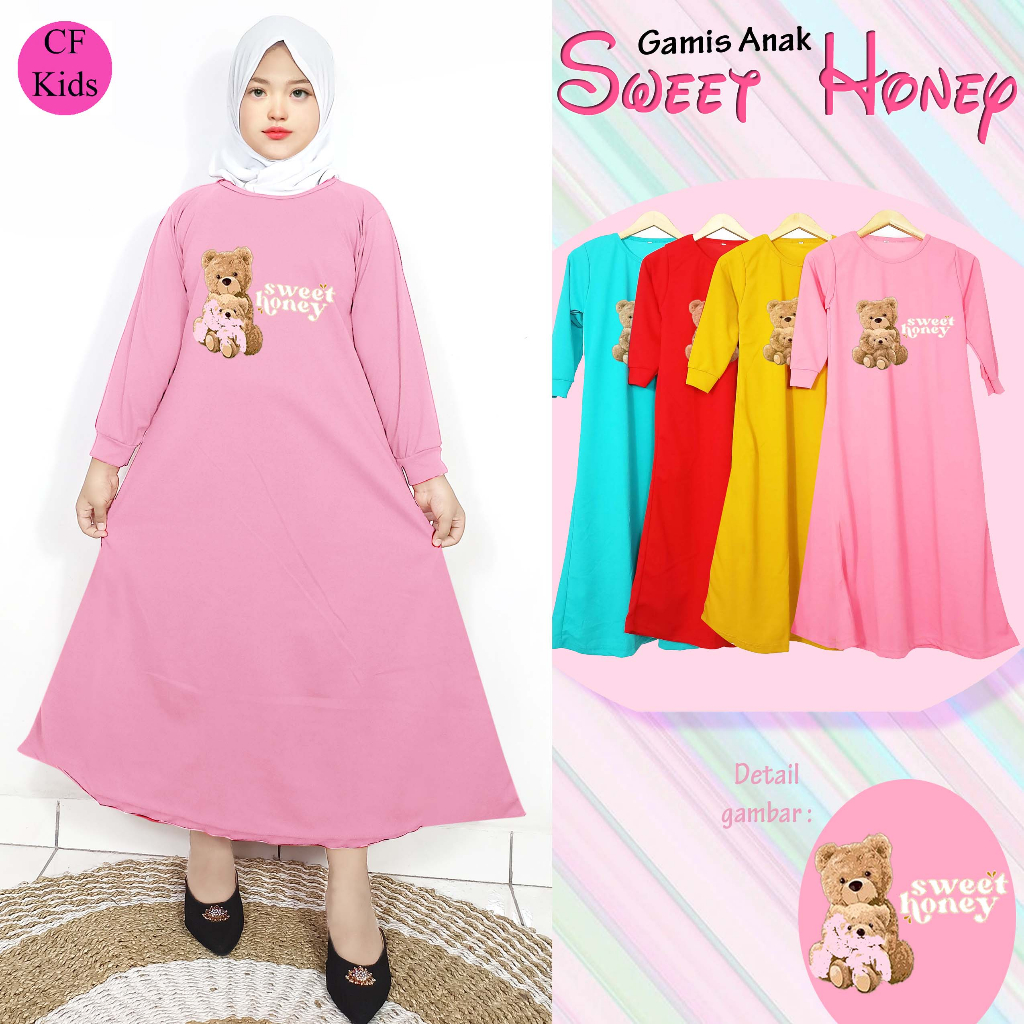 Gamis Anak Perempuan DTF Sweet Honey Bear CKids