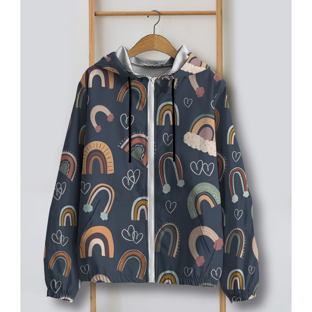 Jaket Parasut Wanita Printing Jumbo / jaket parasut Big Size / jaket parasut over size pria dan wani