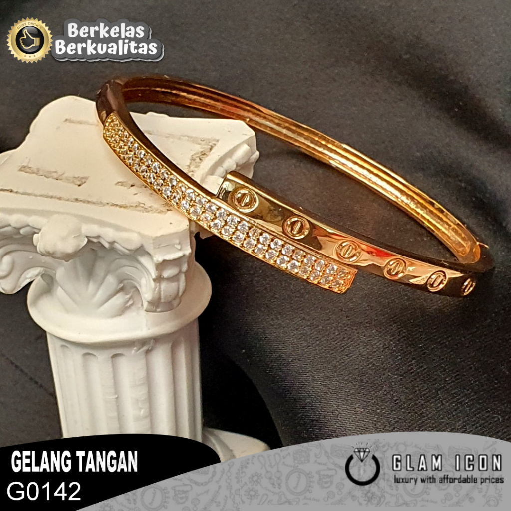 Gelang bangle cross mata tabur ukir ctr G0142 GBG