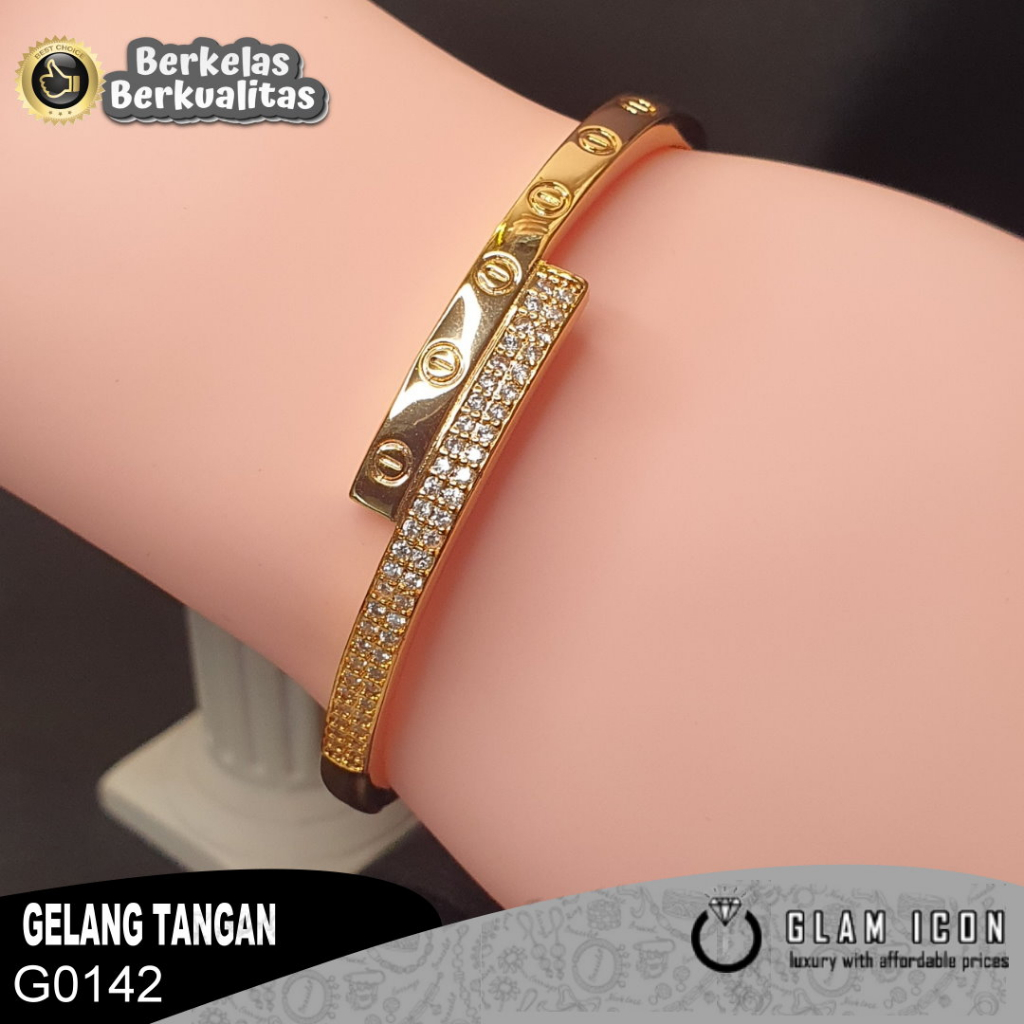 Gelang bangle cross mata tabur ukir ctr G0142 GBG