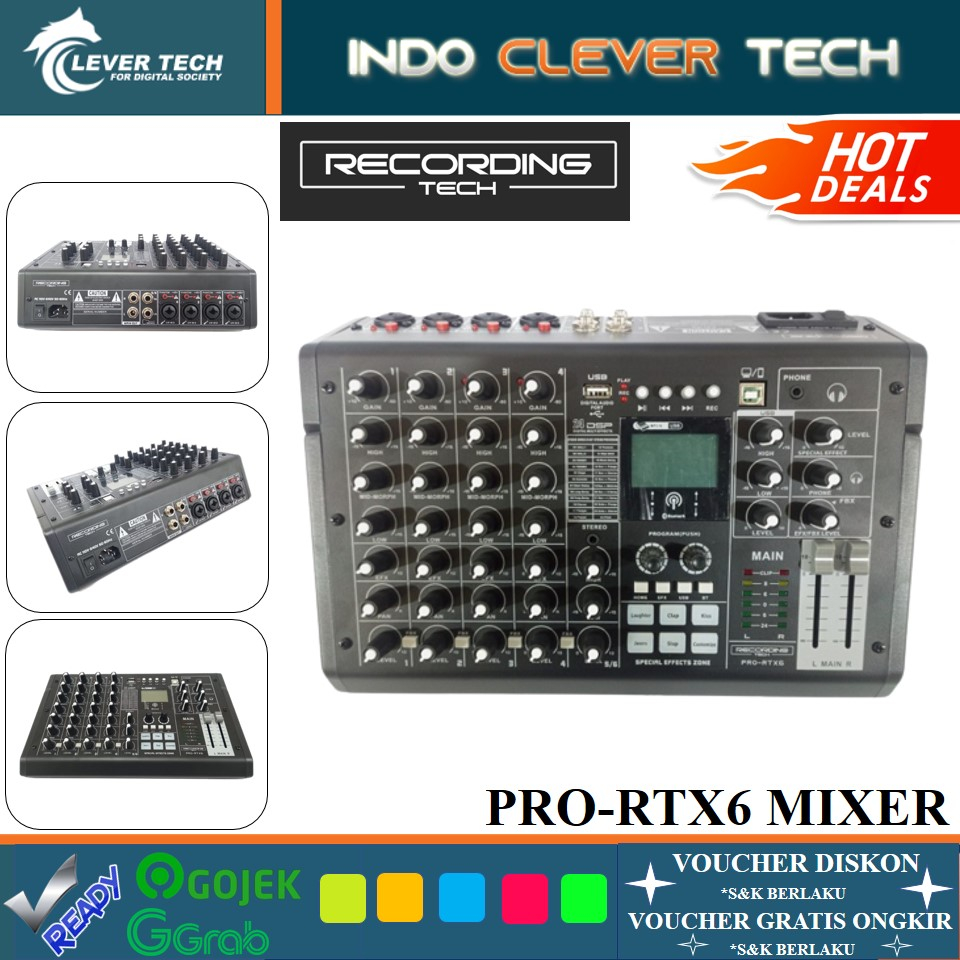 Recording Tech PRO-RTX6 Mixer Audio USB 6 Channel