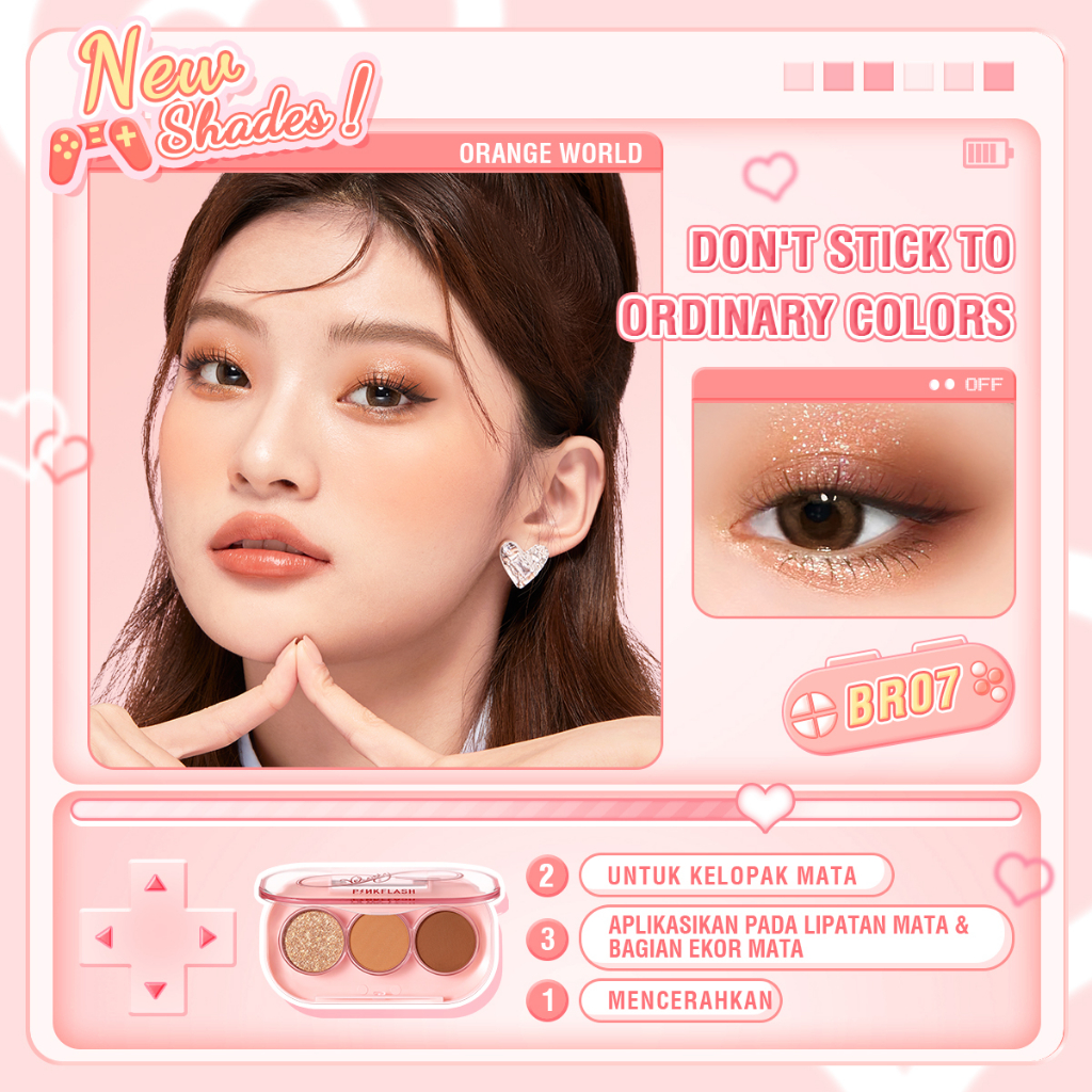 PINKFLASH 3 Shades Eyeshadow Palette Giltter High Pigment Easy To Blend Lasting