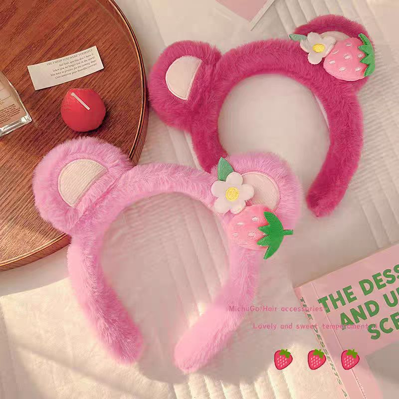 (Hello Girl)B57  Bando Karakter telinga Bear Bulu imut Lucu Gaya Korea