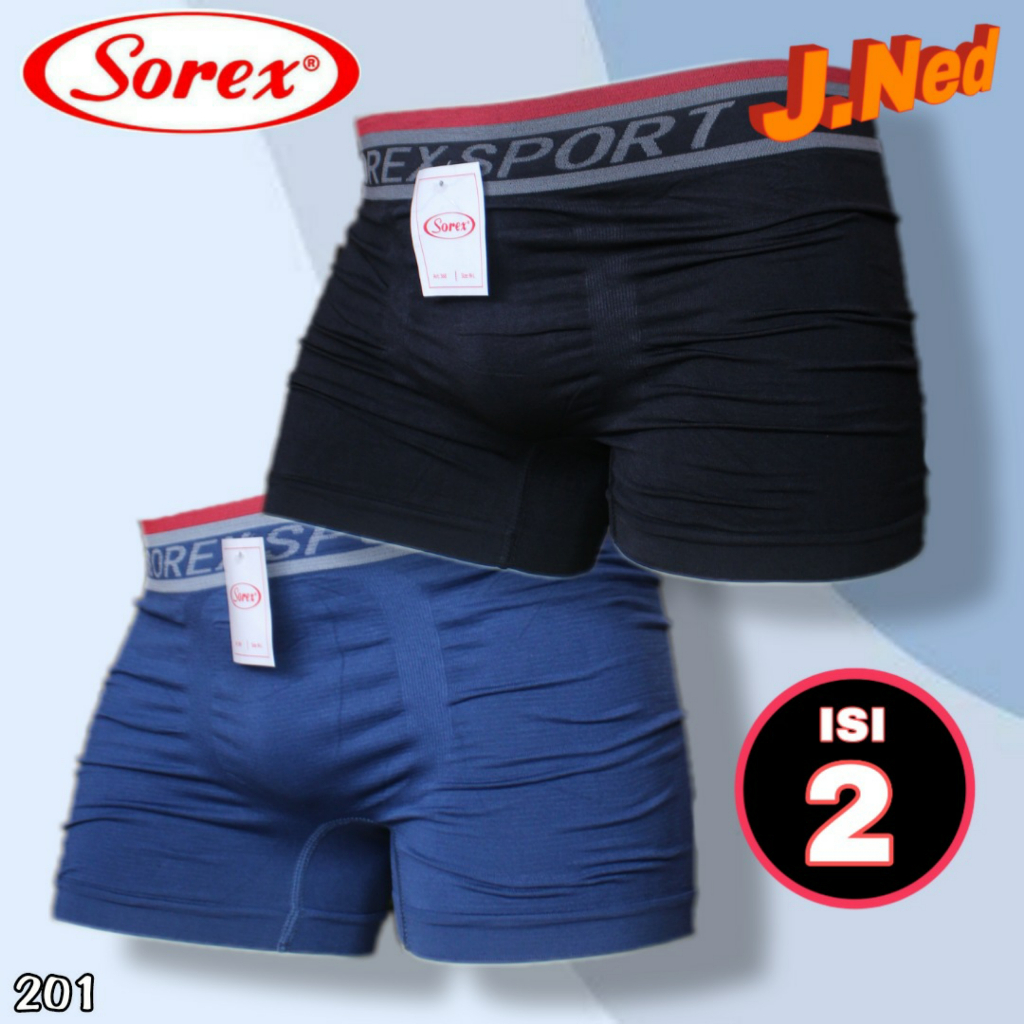 J201D ( HARGA 2 PCS ) CELANA DALAM PRIA BOXER SOREX SIZE M - XXL