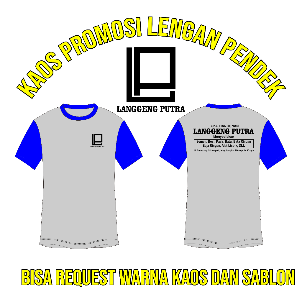 Kaos promosi lengan pendek usaha toko Pertanian | Toko bangunan | Toko Besi | Toko Mebel | Kaos even