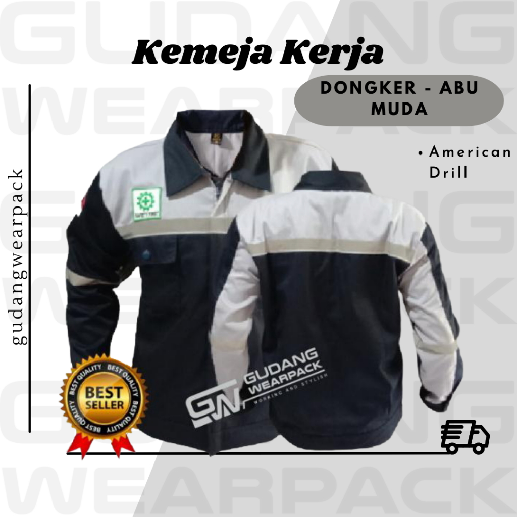 Gudang Wearpack - Baju Kerja Seragam Proyek Warna Dongker - Abu Muda