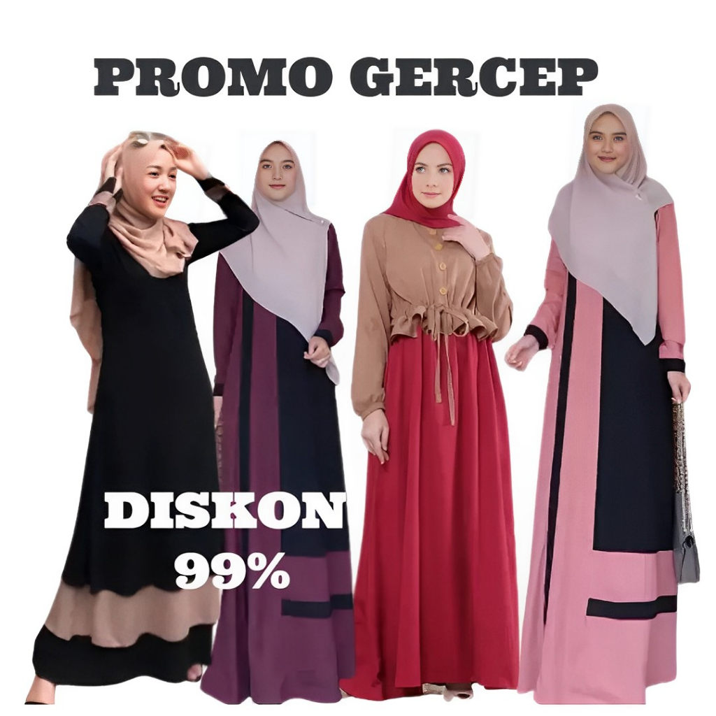 GF02 _ PROMO tebus murah || BAJU MUSLIM WANITA | DRESS MUSLIM WANITA TERKINI PALING MURAH