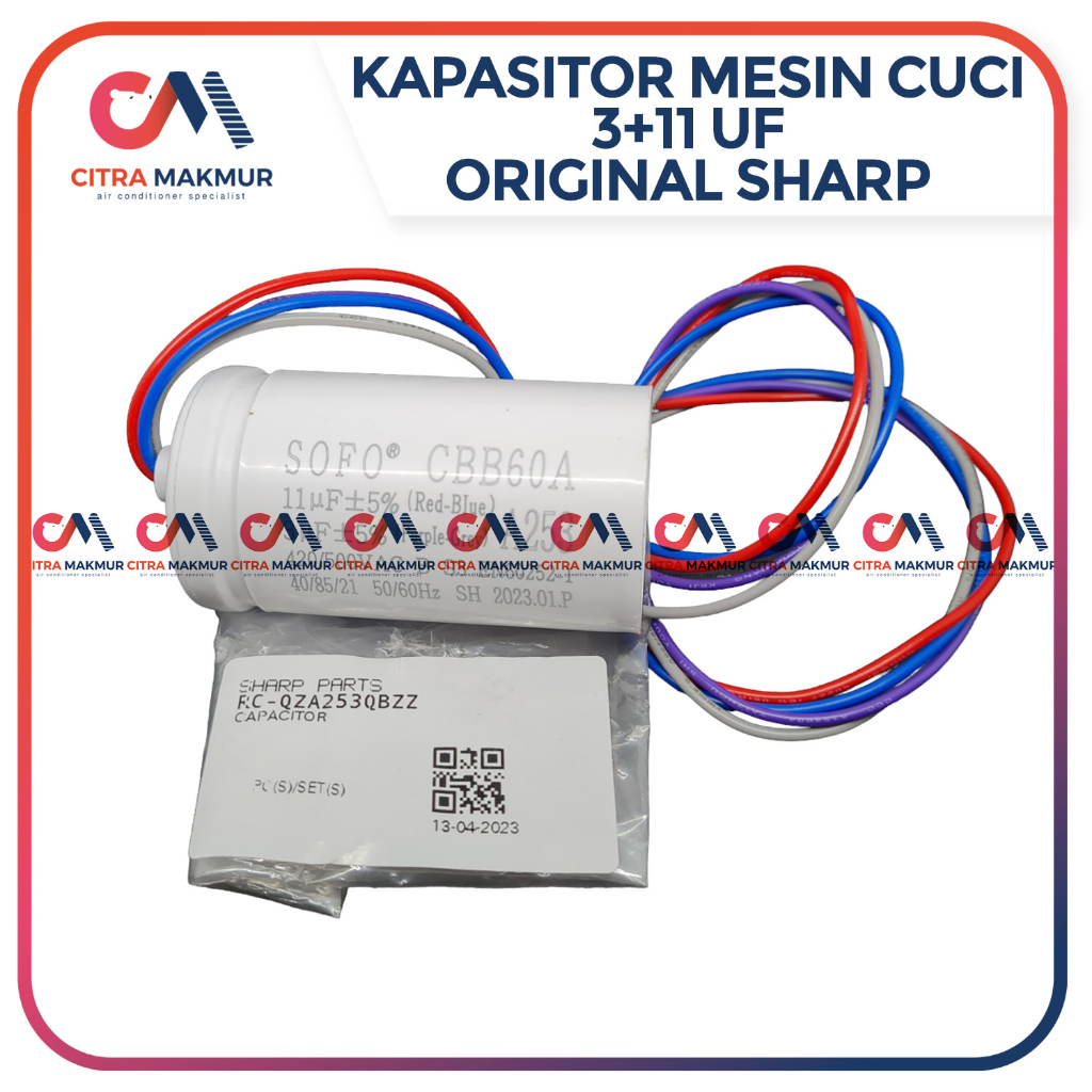 Kapasitor Mesin Cuci Washing Machine Capasitor 4 kabel 3 uF dan 11 uF Sharp Original Epcos A209