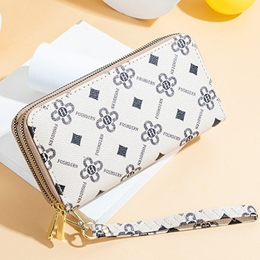 DOMPET PANJANG WANITA IMPORT CEWEK KOREA MURAH 2 RESLETING PREMIUM ARABELLA KEKINIAN BRANDED SIMPLE LUCU FASHION REMAJA WA729W1 TALI PENDEK SLOT KARTU UANG KOIN BESAR TERBARU PUTIH KULIT