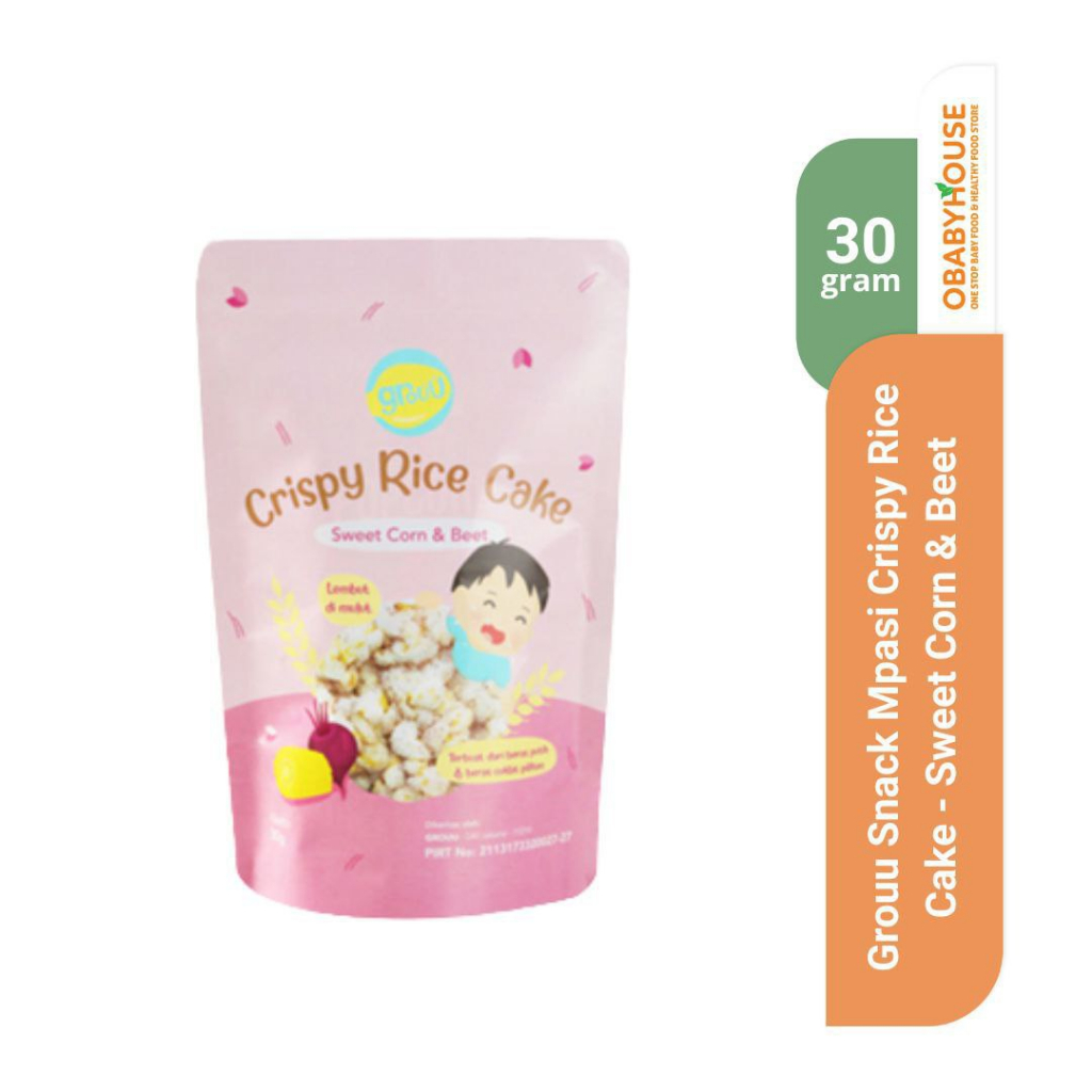 Grouu Snacks Mpasi Crispy Rice Cake - Sweet Corn &amp; Beet 30 gr