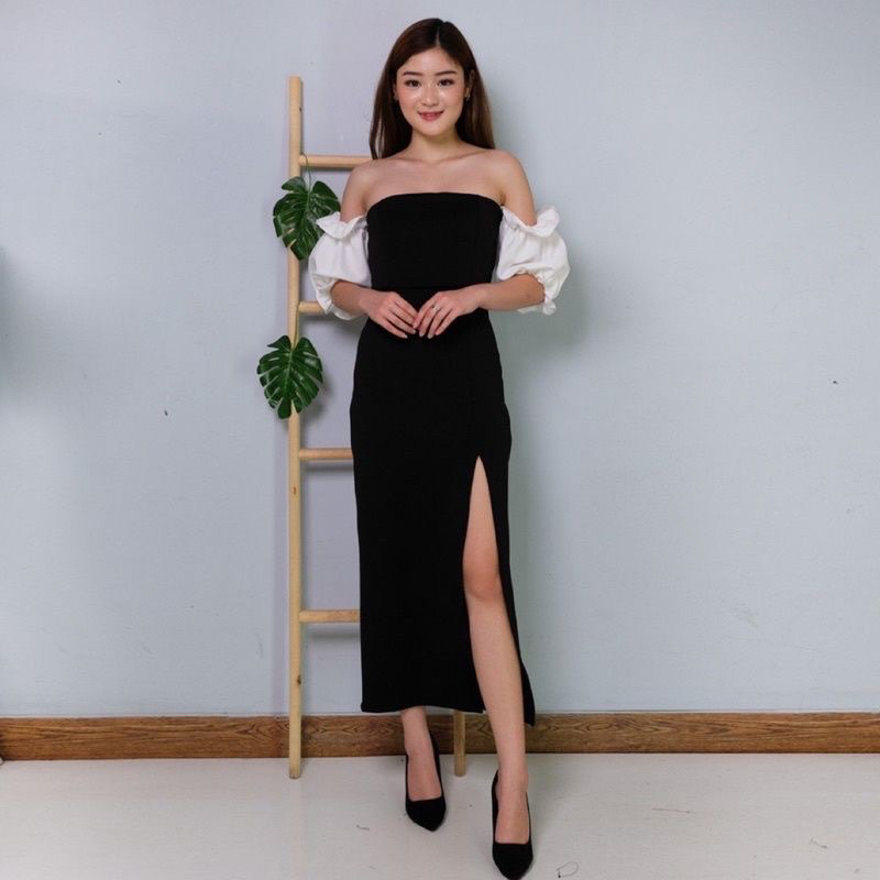 best seller Sabrina Long Dress Slit Pesta korean Bodycone