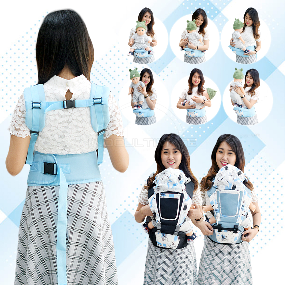 7in1 Gendongan Hipseat Bayi BOBO BABY Dengan Topi GBSL-1200 Gendongan Bayi Depan Hipseat Baby Carrier Model Terbaru Gendongan Bayi Samping Multifungsi Instan Gendongan Anti Pegal