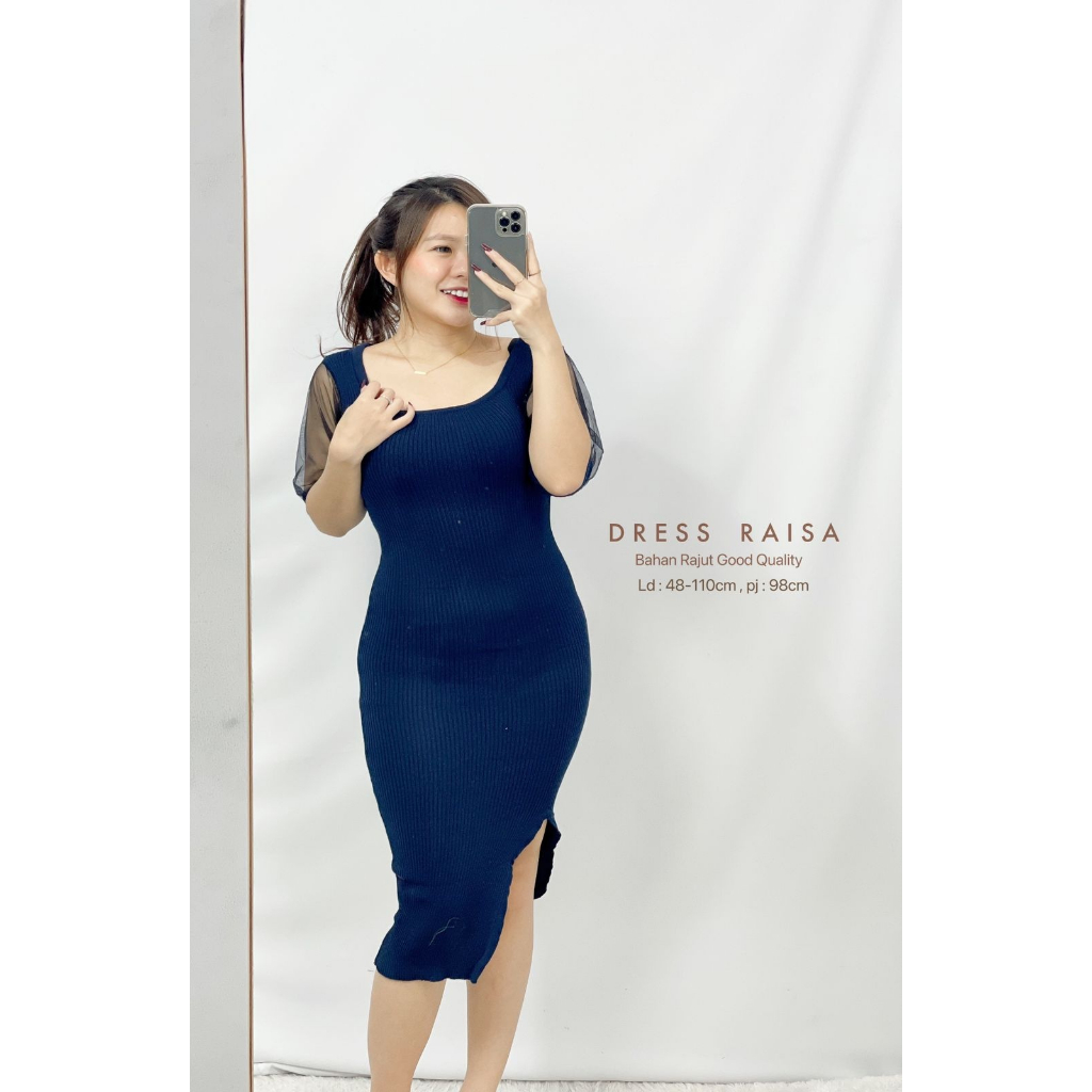 Basic id fashion Mini Dres lengan pendek / Dres rajut  kombinasi / Dres wanita raisa /