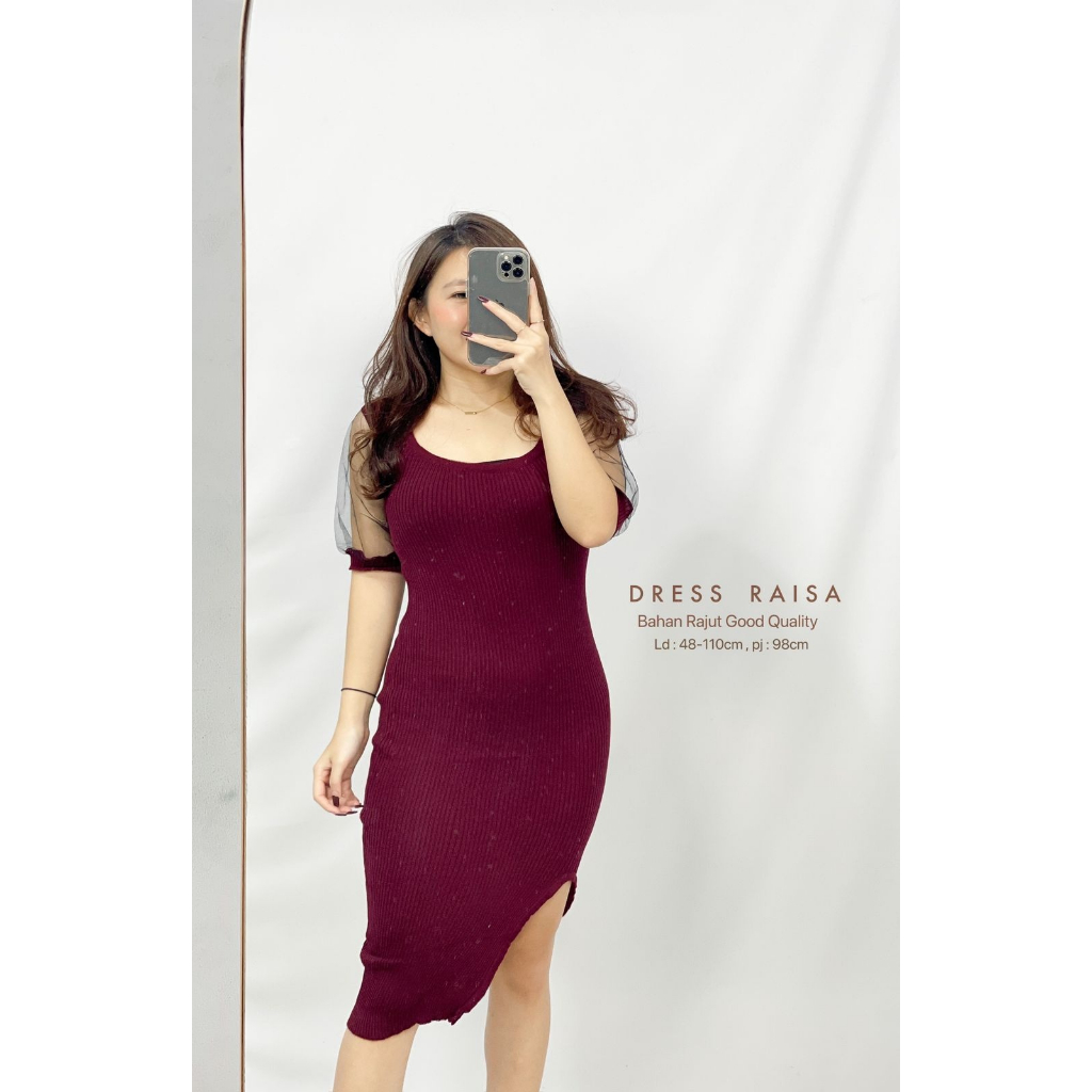 Basic id fashion Mini Dres lengan pendek / Dres rajut  kombinasi / Dres wanita raisa /