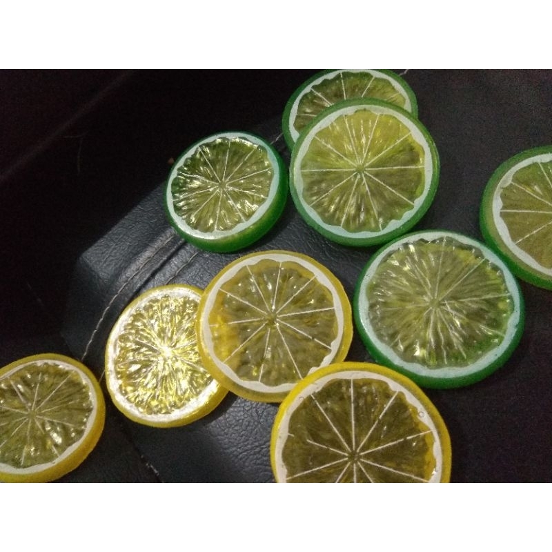 potongan lemon segar palsu artificial lemon slice