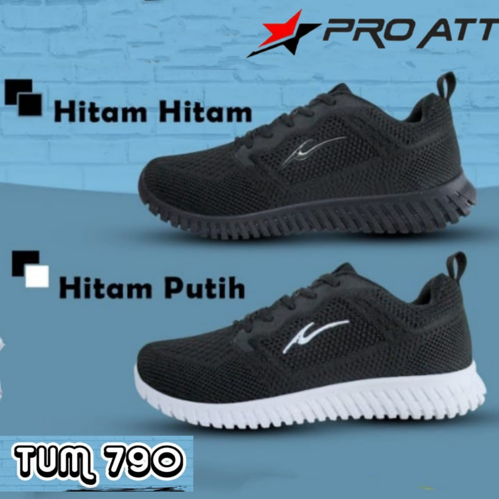 gos PRO ATT Sepatu RAJUT sekolah hitam Sepatu PRO ATT TUM 790 &amp; TAD 390 Sepatu sneakers casual sport shoes sepatu kets  TALI sepatu olahraga