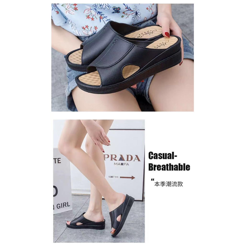 GROSIRTAS TG1744 Sandal Wedges Wanita Casual Import HS/ Sandal Slop Wedges Wanita