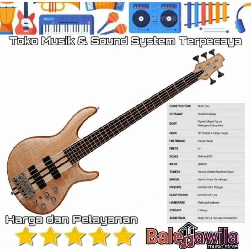 Electric Bass Elektrik Gitar Bass Cort Artisan A5 Plus FMMH OPN