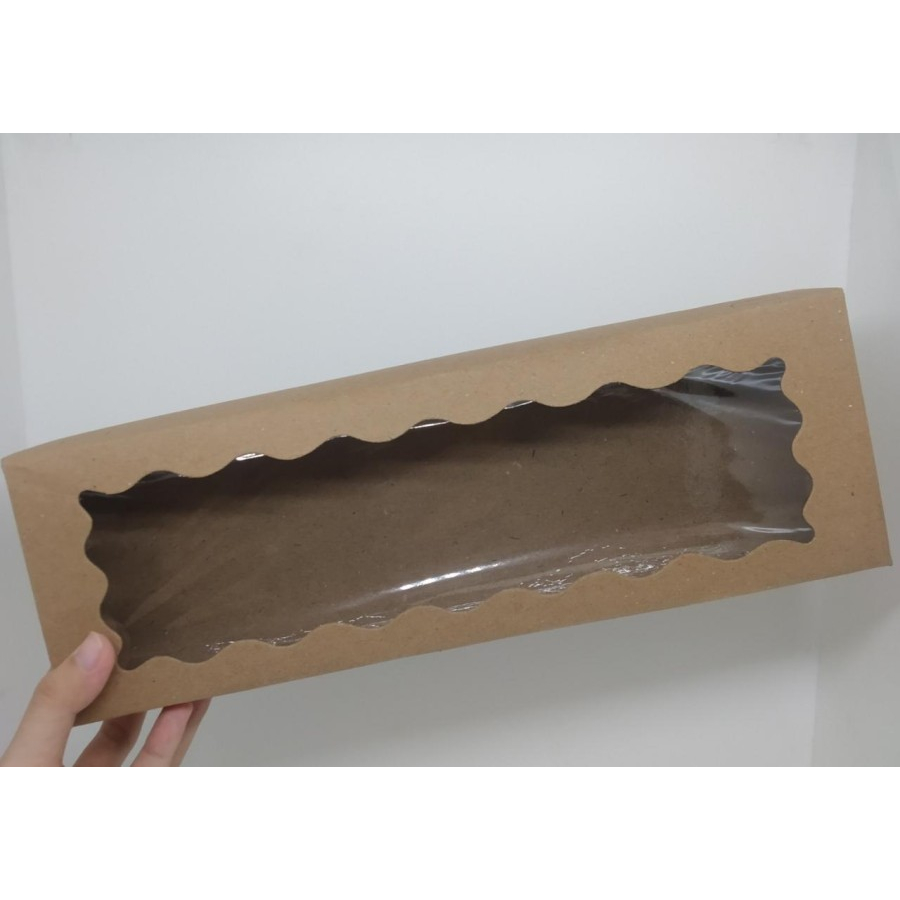 10pcs KOTAK BROWNIES BOX JENDELA MIKA 30X10X5 KRAFT COKLAT LAMINASI