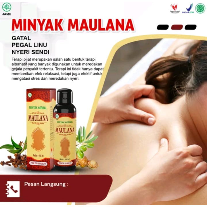 Minyak Maulana Herbal De nature Obat Terapi Nyeri Sendi Lutut, Nyeri Otot dan Urat, tulang, Minyak D