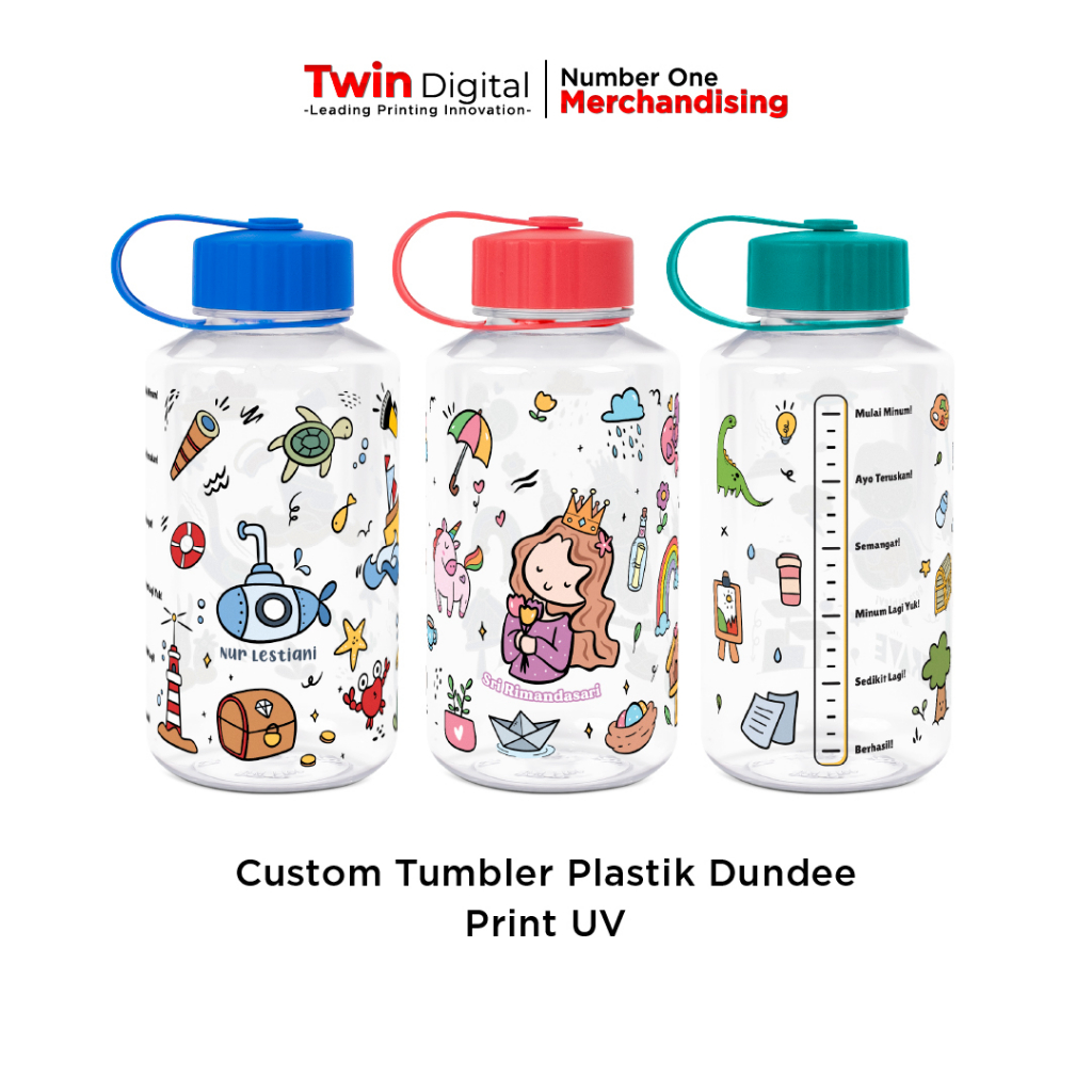 Twindigital Tumbler Dundee Botol Minum 1 liter Custom Print Nama Botol Minum - Dundee Print UV