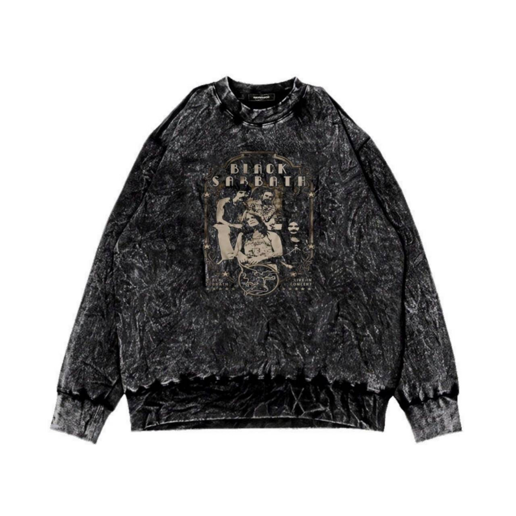 Sweater | Crewneck Black Sabbat | Sweatshirt Logo Washed