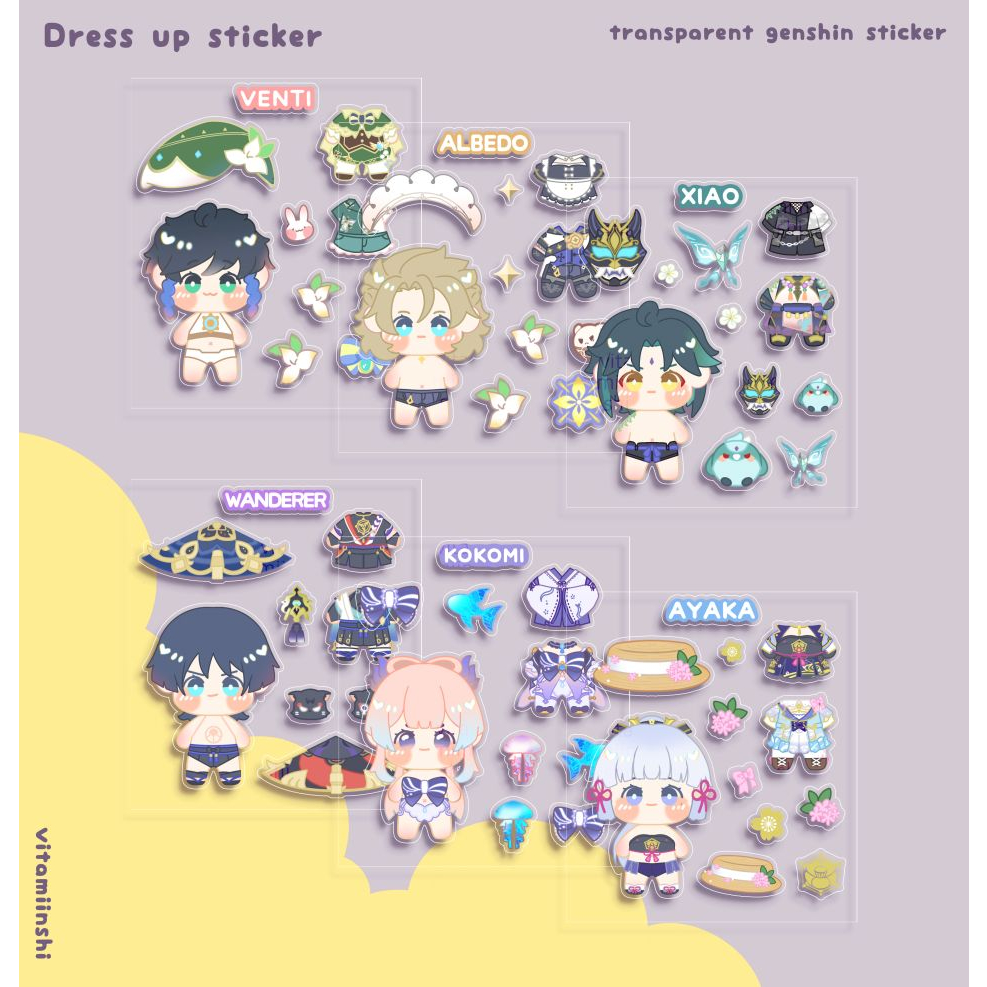 

VITAMIINSHI Genshin Transparent Sticker Sheet / Stiker Kiss Cut