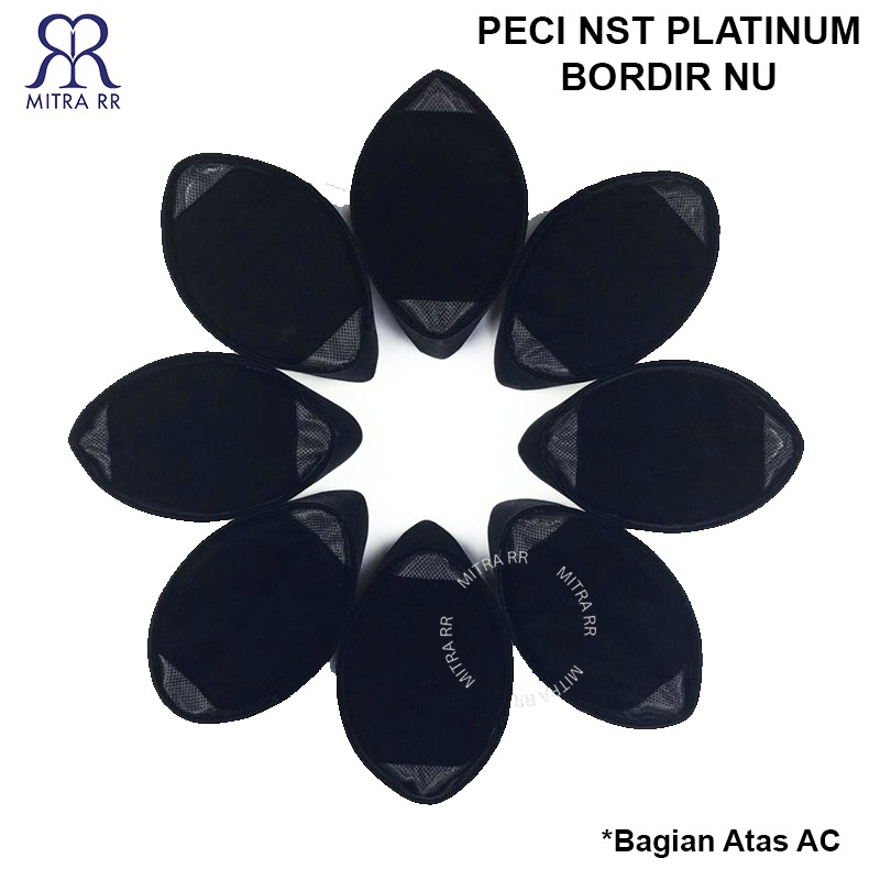 Peci NST Bordir NU AC Platinum Bludru Hitam NU