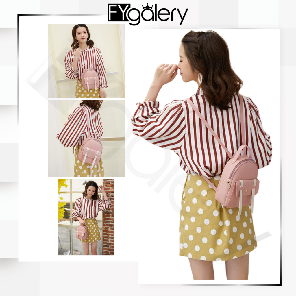 FYGALERY FYG1339 Tas Ransel Mini Perempuan Tas Selempang Wanita 2 in 1 Fashion Korea