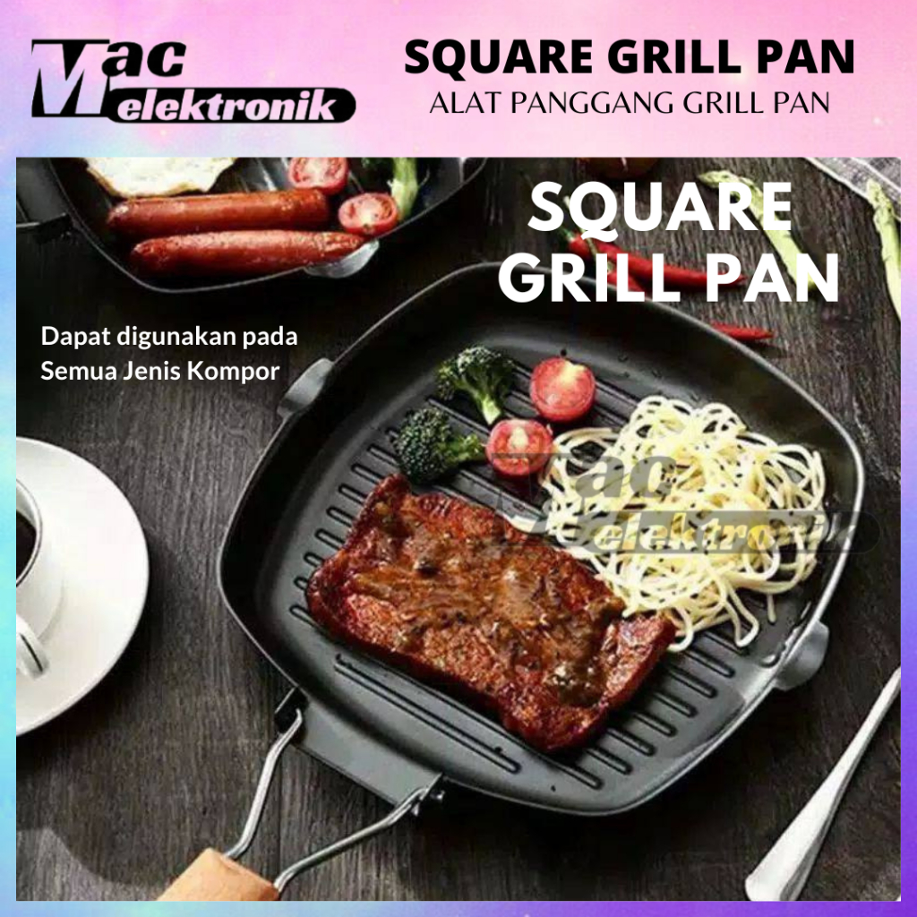 Alat Panggang Lipat Anti Lengket / Grill Pan Lipat Anti lengket / Square Grill Pan