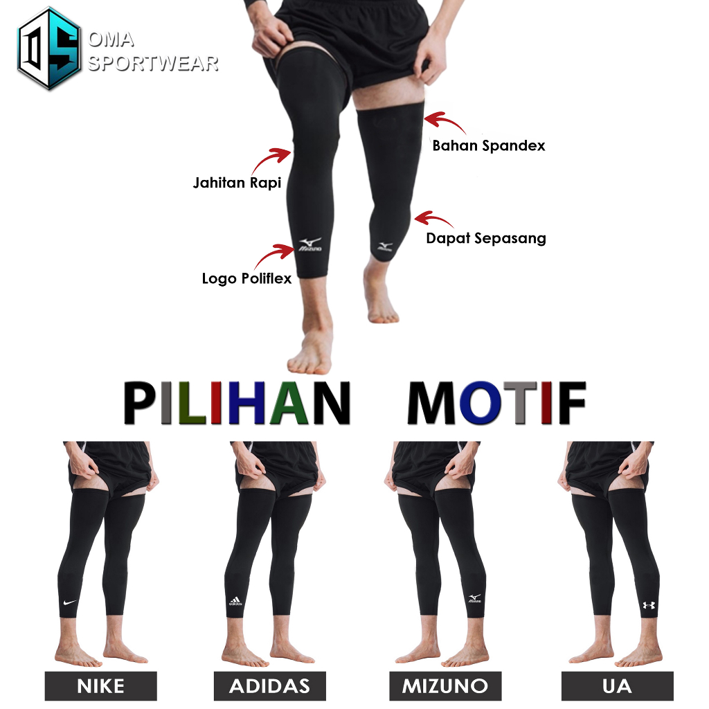 Manset Deker Kaki Panjang Pria Olahraga Pelindung Lutut