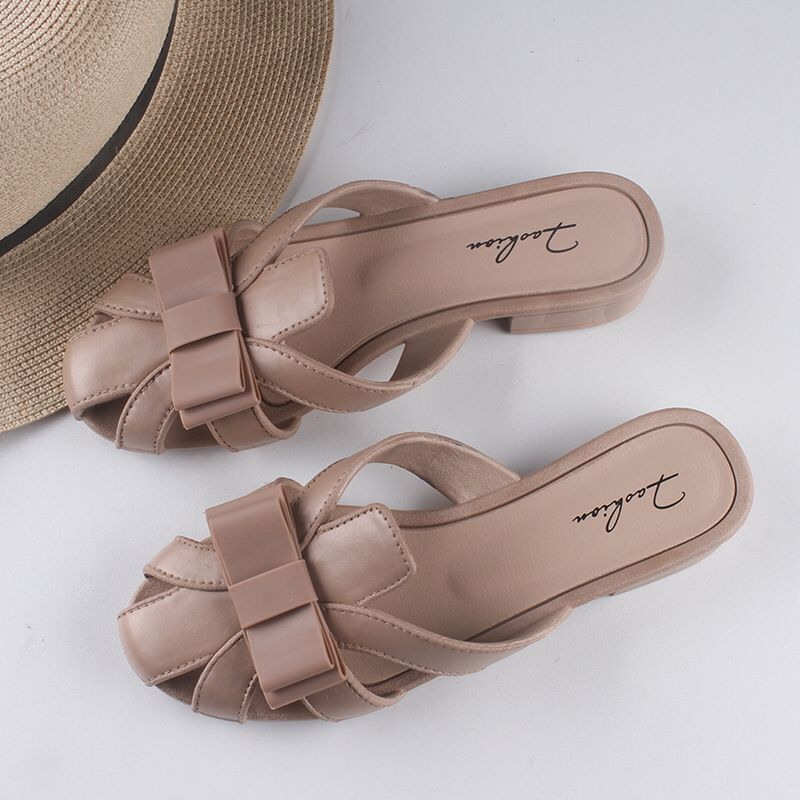 GROSIRTAS TG1741 Sandal Hak Casual Wanita Motif Pita Import/ Sendal Semi Mules Jelly