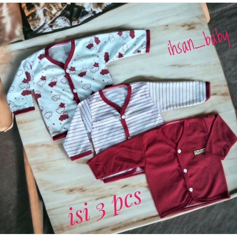 3 pcs atasan baju bayi baru lahir lenngan PANJANG serian maron