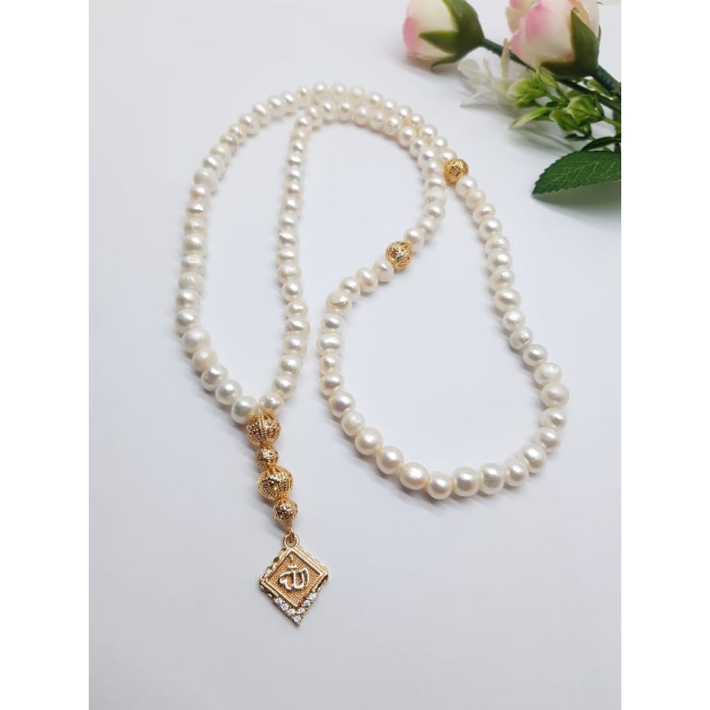 TASBIH 99 BUTIR MUTIARA AIR TAWAR LOMBOK PUTIH