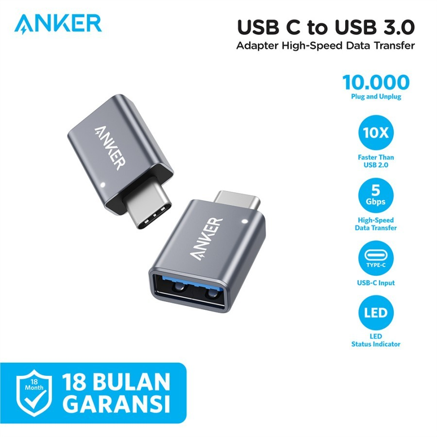 Anker Adapter USB 3.0 Female to Type C mALE - SKU B8731 - Garansi Resmi 18 Bulan