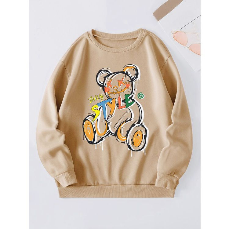 BEAR STYLE SWEATER || Sweater Crewneck Wanita Oversize Size M - XXL